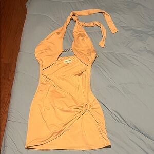 superdown Halter Mini Dress in Peach